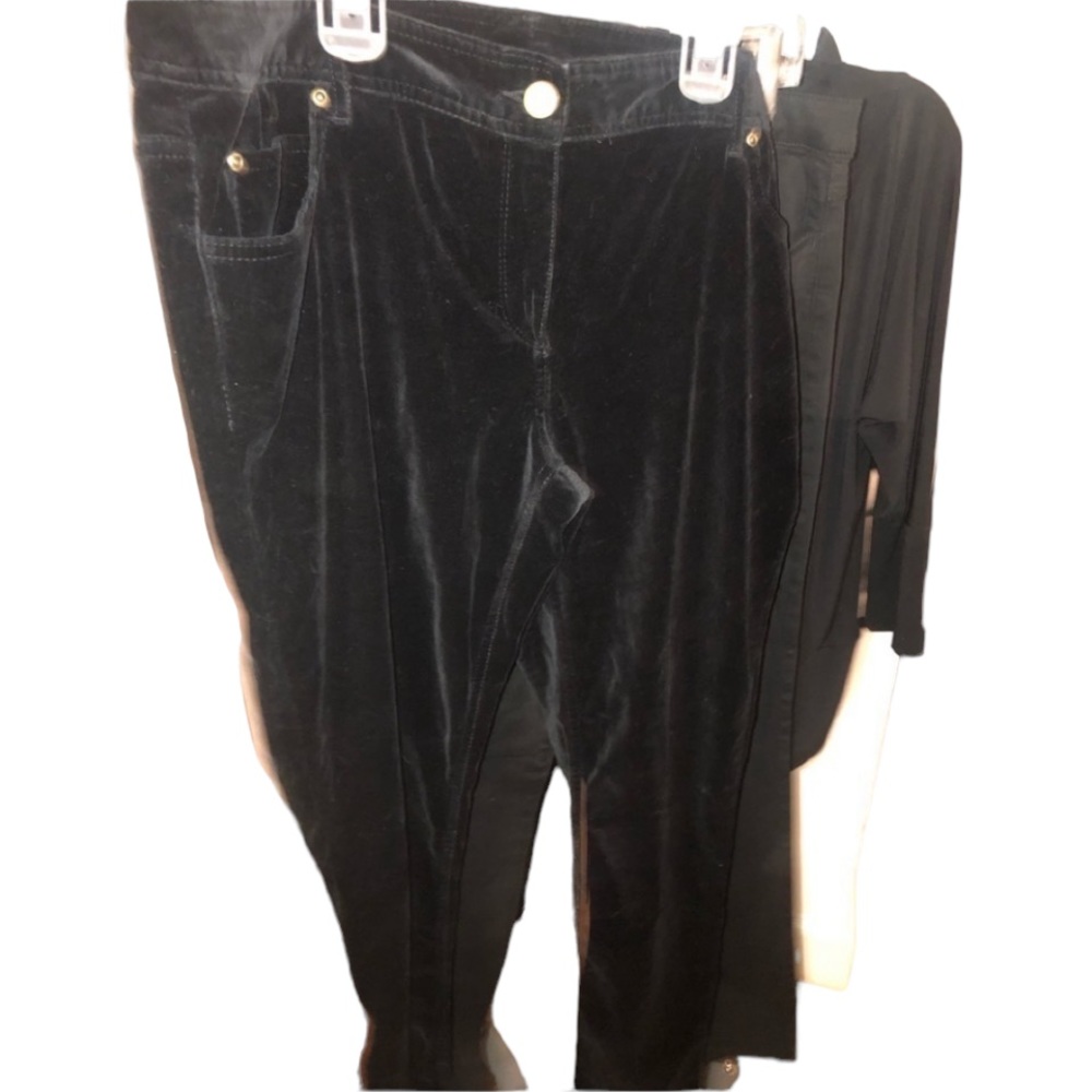 INC International Concepts size 14 black velvet like pants skinny leg